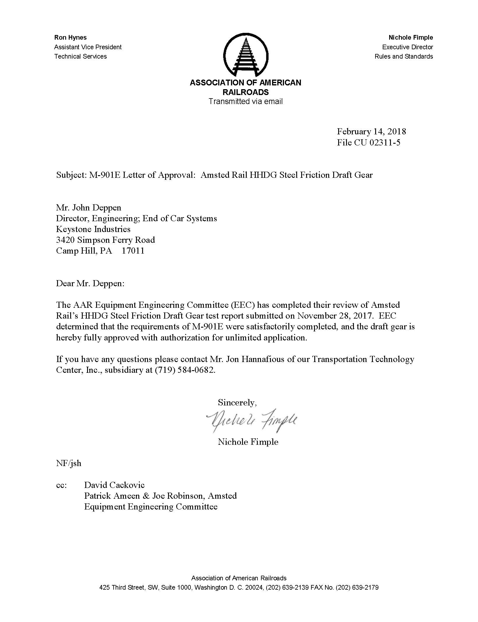 CU-02311-5-Amsted-M-901-E-HHDG-Draft-Gear-Approval-1